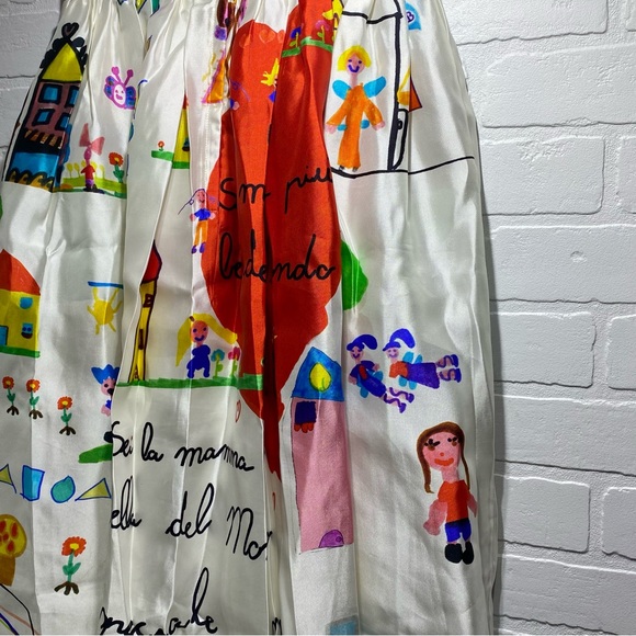 Dolce & Gabbana Long Silk Skirt - Doodle Print - Runway Fashion Week 2015 - 36 - Picture 5 of 6